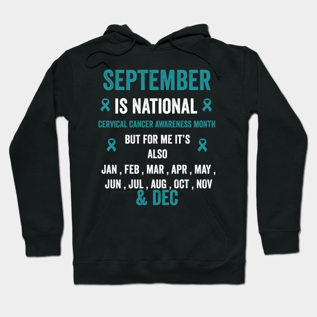 September is national cervical cancer awareness month - teal ribbon awareness month Hoodie by Merchpasha1